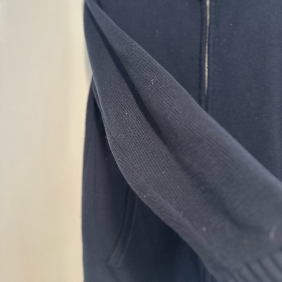 LL bean Mens XL Full Zip Sweater Cardigan Navy 100% Cotton Pockets Mock Collar. - Picture 9 of 12